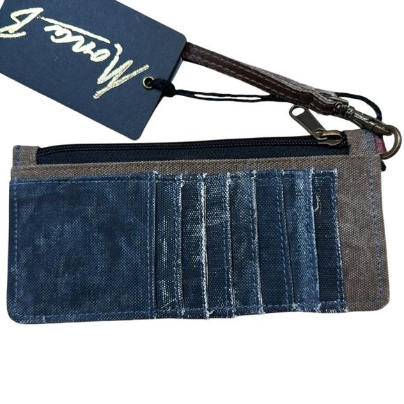 Mona B wallet wristlet distressed brown and gold accent - Picture 2 of 4